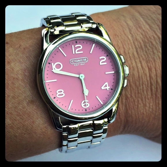 coach watch pink face